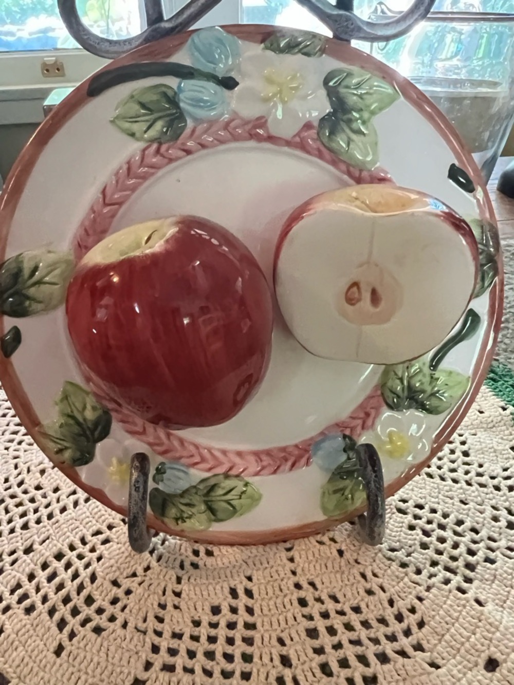 Vintage Abstract Ceramic Apple Plate Wall Hanging 1995 EUC